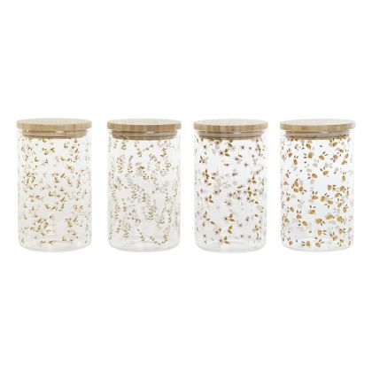 Staniu DKD Home Decor Bambus Sticlă borosilicată Shabby Chic 1 L 10 x 10 x 17 cm (4 Unități)