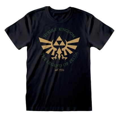 Tricou cu Mânecă Scurtă Unisex The Legend of Zelda Hyrule Kingdom Crest Negru