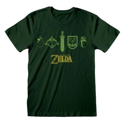 Tricou cu Mânecă Scurtă Unisex The Legend of Zelda Icons Verde inchis