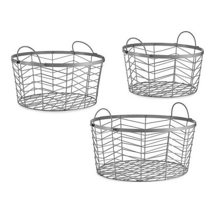 Set de Coșuri Argintiu Metal 40 x 18 x 40 cm (3 pcs)