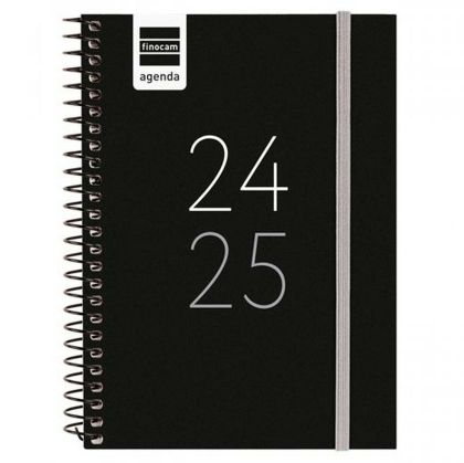 Agendă Finocam Negru 1/8 12 x 16,4 cm 2024-2025