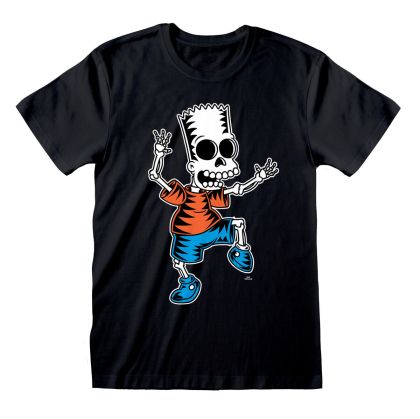 Tricou cu Mânecă Scurtă The Simpsons Skeleton Bart Negru Unisex