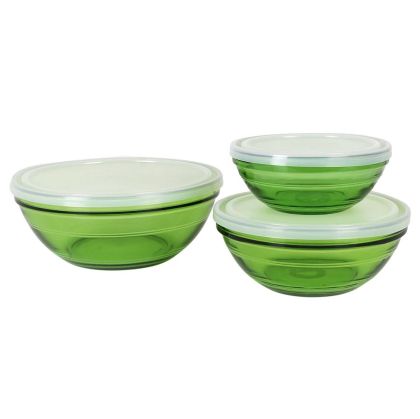 Set de boluri Duralex   3 Piese Verde Cu Capac