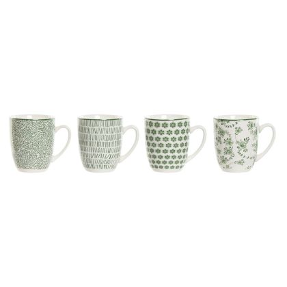 Set de 4 Căni tip Halbă Home ESPRIT Alb Verde Porțelan 340 ml