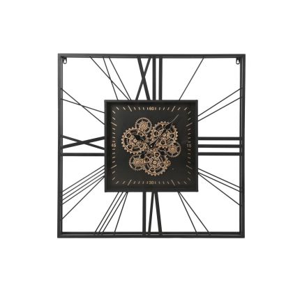 Ceas de Perete Home ESPRIT Negru Auriu* Metal Geam 80 x 8 x 80 cm