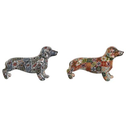 Figură Decorativă Home ESPRIT Multicolor Câine Mediterană 21 x 6 x 12 cm (2 Unități)