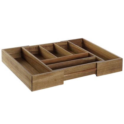 Organizator pentru tacâmuri DKD Home Decor Natural Salcâm 35 x 30 x 7 cm