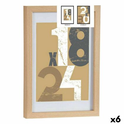 Ramă Foto 24 x 2,5 x 32,5 cm Natural Sticlă Lemn MDF (6 Unități)