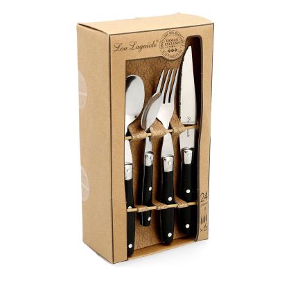 Set de Tacâmuri Lou Laguiole Comptoir Negru Metal 24 Piese