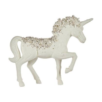 Figură Decorativă Unicorn 9,5 x 31 x 40 cm Alb Plastic