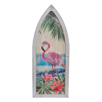 Decorațiune de Perete DKD Home Decor Lemn Flamingo roz Tropical