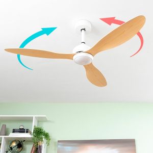 Ventilator de tavan cu lumină LED și 3 palete ABS Wuled InnovaGoods Lemn 36 W 52" Ø132 cm