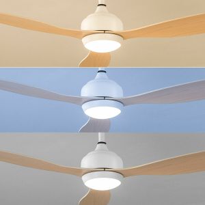 Ventilator de tavan cu lumină LED și 3 palete ABS Wuled InnovaGoods Lemn 36 W 52" Ø132 cm