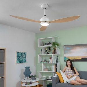 Ventilator de tavan cu lumină LED și 3 palete ABS Wuled InnovaGoods Lemn 36 W 52" Ø132 cm