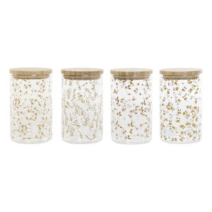 Staniu DKD Home Decor Bambus Sticlă borosilicată Shabby Chic 1 L 10 x 10 x 17 cm (4 Unități)