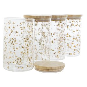 Staniu DKD Home Decor Bambus Sticlă borosilicată Shabby Chic 1 L 10 x 10 x 17 cm (4 Unități)