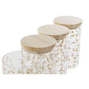 Staniu DKD Home Decor Bambus Sticlă borosilicată Shabby Chic 1 L 10 x 10 x 17 cm (4 Unități)