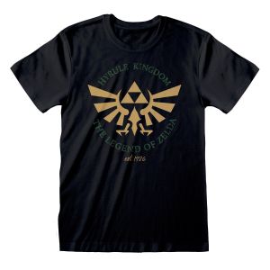 Tricou cu Mânecă Scurtă Unisex The Legend of Zelda Hyrule Kingdom Crest Negru