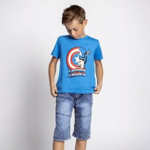 Tricou cu Mânecă Scurtă pentru Copii The Avengers Albastru