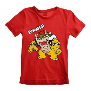 Tricou cu Mânecă Scurtă pentru Copii Super Mario Bowser Text Roșu