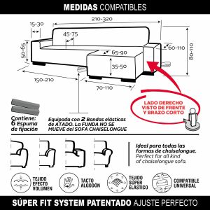 Capac de șezlong cu braț drept scurt Sofaskins NIAGARA 210 - 340 cm