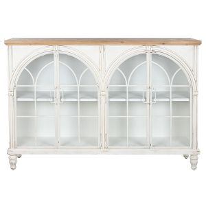 Servantă DKD Home Decor Alb Natural Geam Brad 150 x 36 x 104 cm