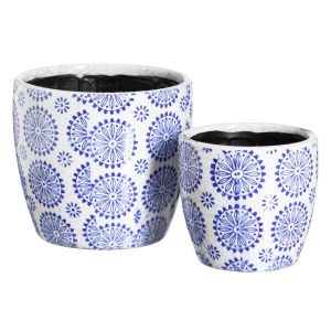 Set de jardiniere Albastru Teracotă 19 x 19 x 17 cm Rotund (2 Unități)