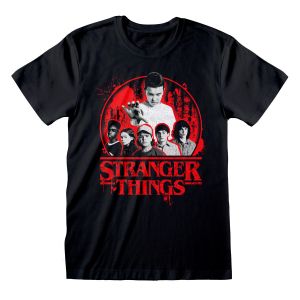 Tricou cu Mânecă Scurtă Stranger Things Circle Logo Negru Unisex