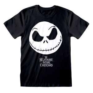 Tricou cu Mânecă Scurtă The Nightmare Before Christmas Jack Face Negru Unisex