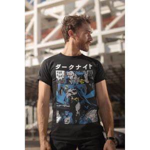 Tricou cu Mânecă Scurtă Batman Manga Cover Negru Unisex