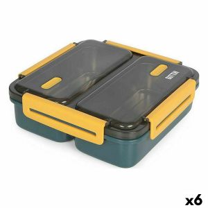 Cutie pentru prânz ermetică ThermoSport Double Oțel Plastic 19,8 x 19,8 x 6,3 cm (6 Unități)