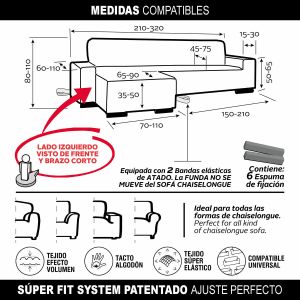 Husă pentru șezlong cu braț stâng scurt Sofaskins NIAGARA 210 - 340 cm