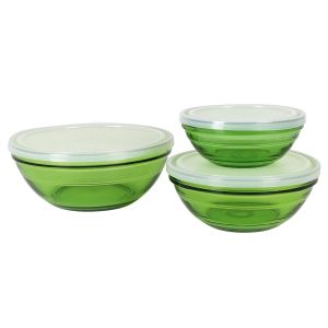 Set de boluri Duralex   3 Piese Verde Cu Capac