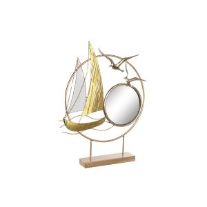 Figură Decorativă DKD Home Decor Oglindă Auriu* Metal Mediterană (53 x 9 x 67 cm)