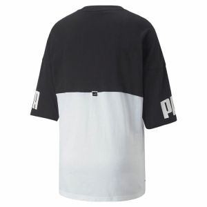 Tricou cu Mânecă Scurtă Femei Puma Power Colorblock Alb Negru