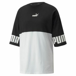 Tricou cu Mânecă Scurtă Femei Puma Power Colorblock Alb Negru