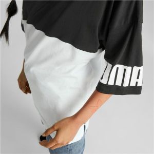 Tricou cu Mânecă Scurtă Femei Puma Power Colorblock Alb Negru