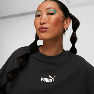 Tricou cu Mânecă Scurtă Femei Puma Power Colorblock Alb Negru