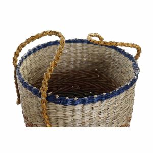 Set de Coșuri DKD Home Decor Portocaliu Verde Iarbă de mare (35 x 22 x 46 cm) (2 pcs)