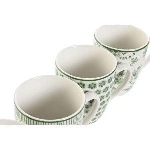 Set de 4 Căni tip Halbă Home ESPRIT Alb Verde Porțelan 340 ml