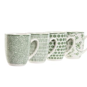 Set de 4 Căni tip Halbă Home ESPRIT Alb Verde Porțelan 340 ml