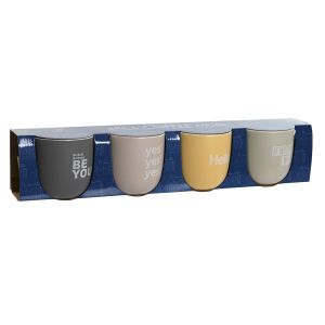 Set de 4 Căni tip Halbă Home ESPRIT Galben Bej Gri Roz Porțelan 410 ml 13 x 9 x 9,4 cm