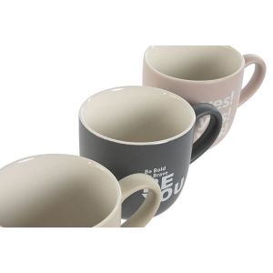 Set de 4 Căni tip Halbă Home ESPRIT Galben Bej Gri Roz Porțelan 410 ml 13 x 9 x 9,4 cm