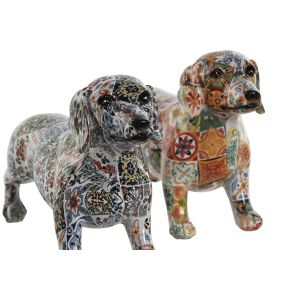 Figură Decorativă Home ESPRIT Multicolor Câine Mediterană 21 x 6 x 12 cm (2 Unități)