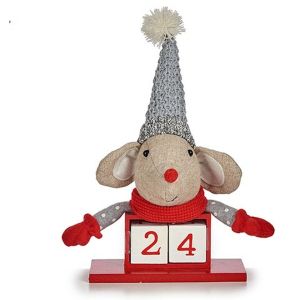 Figură Decorativă Mouse Calendar Roșu Gri Lemn 20 x 11 x 20 cm (8 Unități)