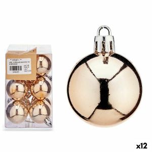 Set de globuri de Crăciun Bronz PVC Ø 4 cm (12 Unități)