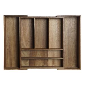 Organizator pentru tacâmuri DKD Home Decor Natural Salcâm 35 x 30 x 7 cm