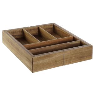 Organizator pentru tacâmuri DKD Home Decor Natural Salcâm 35 x 30 x 7 cm