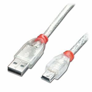 Cablu USB 2.0 A la Mini USB B LINDY 41780 20 cm Transparent