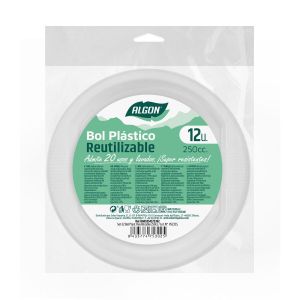 Set de boluri reutilizabile Algon Rotund Alb 250 ml 12 x 12 x 5 cm Plastic 12 Unități